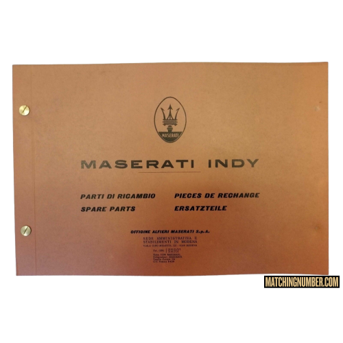 Catalogo “Parti di Ricambio” Maserati Indy 
