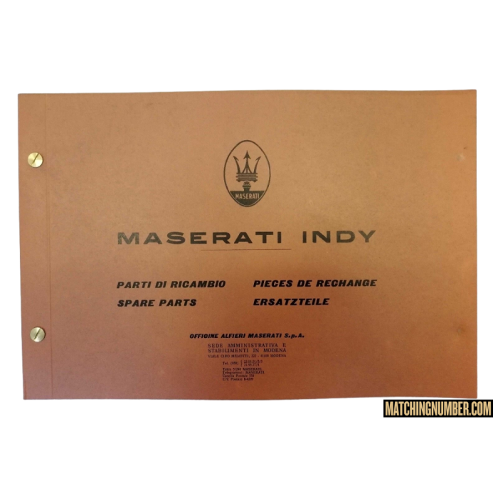 Catalogo “Parti di Ricambio” Maserati Indy 