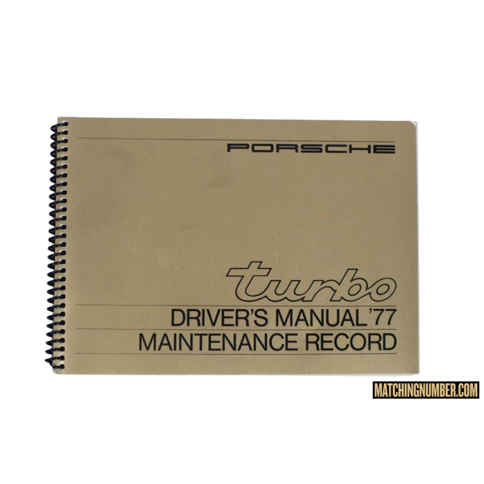 Manuale del conducente Porsche 930 Turbo 1977